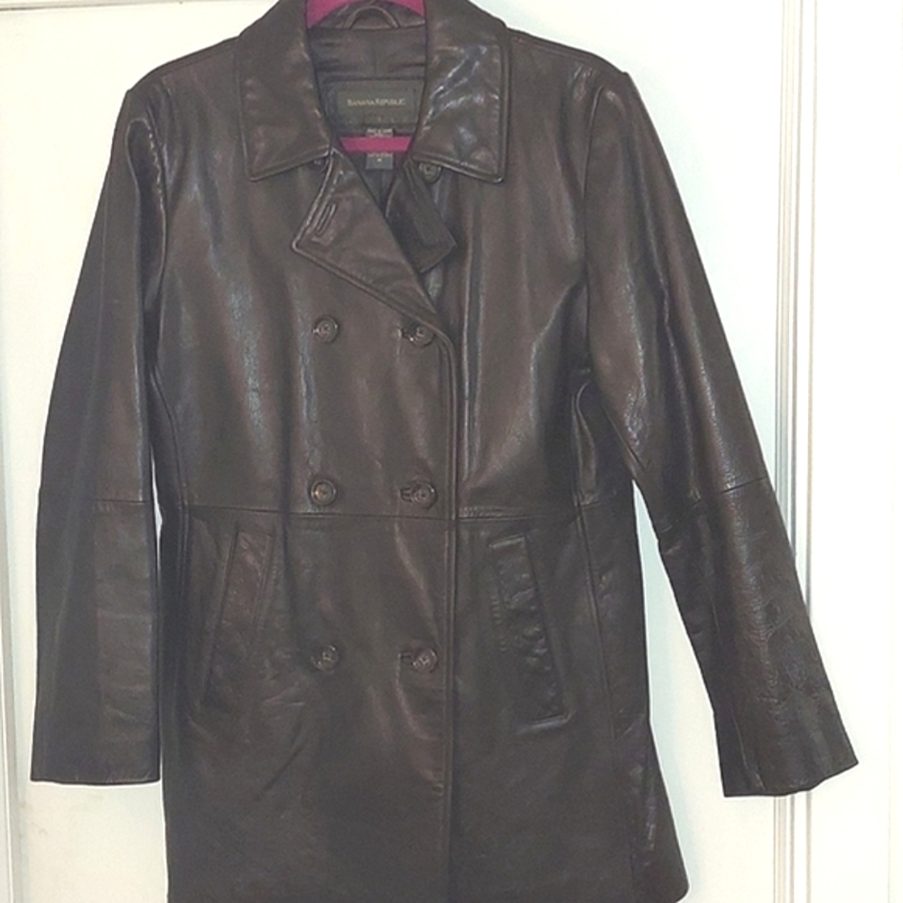 Banana Republic Chocolate Leather Coat